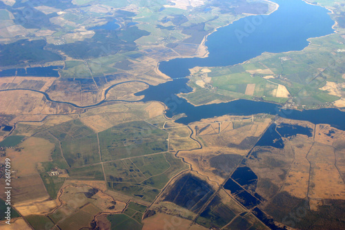 aerial view - fields and rivers