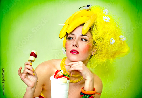 sexy banana lady with cream cocktail