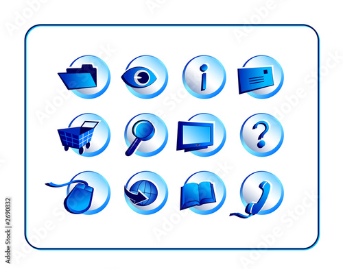 icon set with clipping paths - blue
