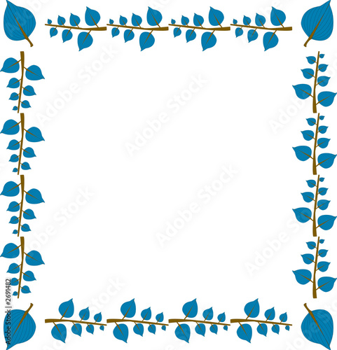 square blue leaf frame
