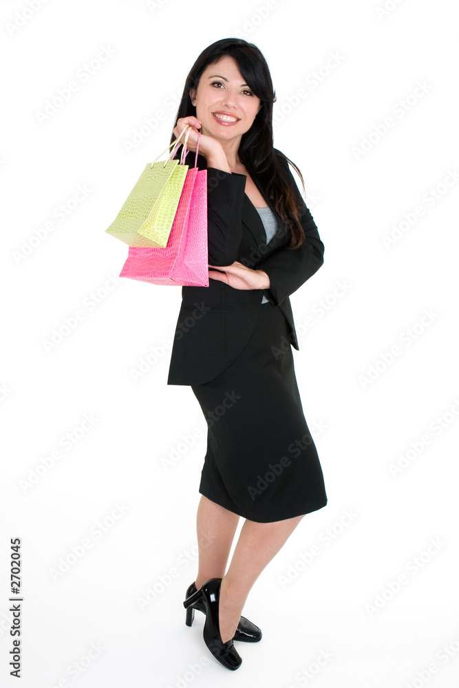 smiling customer with shopping bags