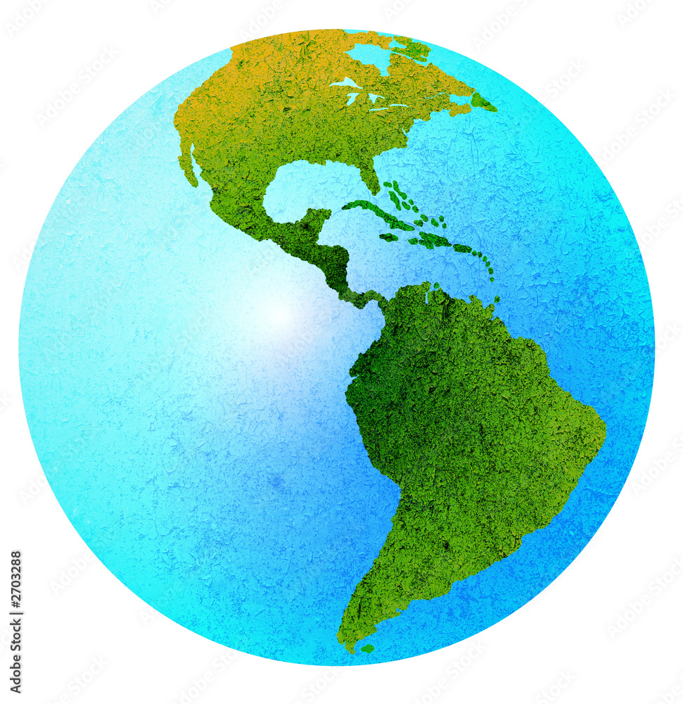 globe showing the americas texture blue