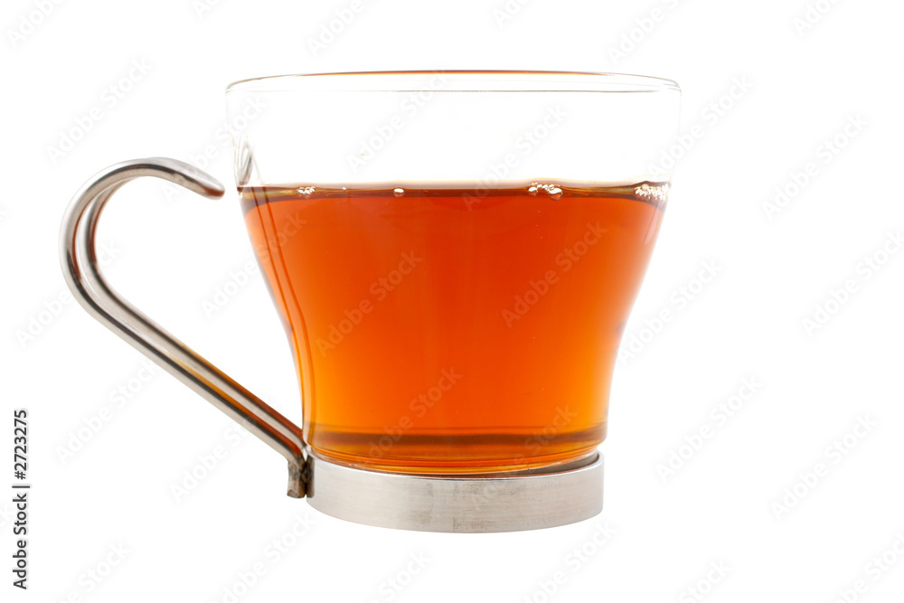 glass cup of tea with lemon