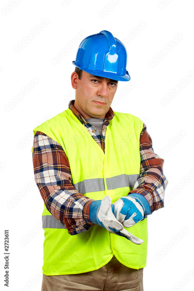 construction worker with gloves construction worker with gloves