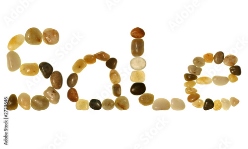 sale in colored stones on an isolated white backgr