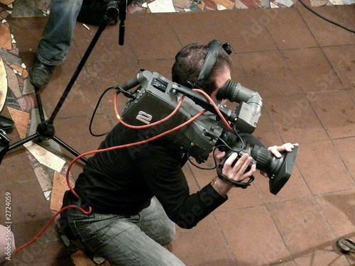 Obraz na płótnie tv cameraman w salonie
