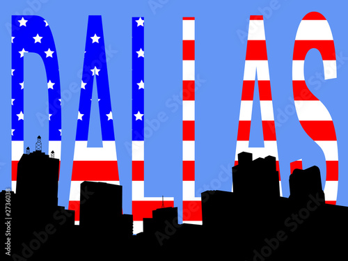 dallas skyline against american flag illustration