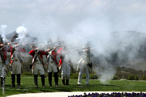 Canvas Print british army firing a guns