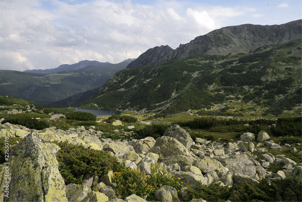 mountain landscape with little mountain lake mountain landscape with little mountain lake