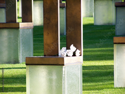Canvas Print memorial chair w/ flowers  @ okc national memorial