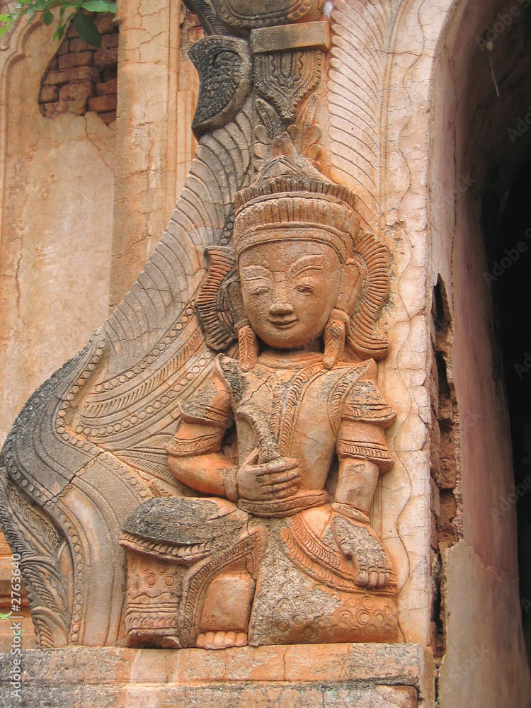 detail of a birman temple sculpture, kakku, myanmar