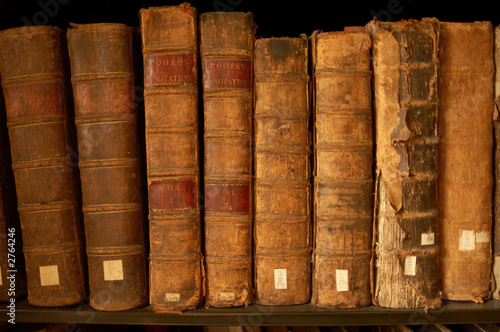 old books on a bookshelf
