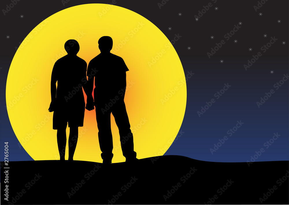 couple sunset silhouette