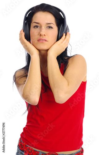 young beautiful women listening music in headphone © ZoomTeam