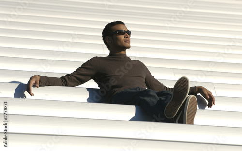 african-american teenage student at stadium