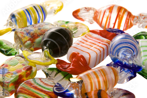 glass candies closeup pile