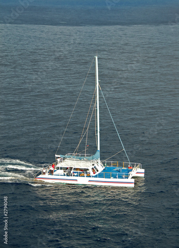 catamaran used for fishing and diving