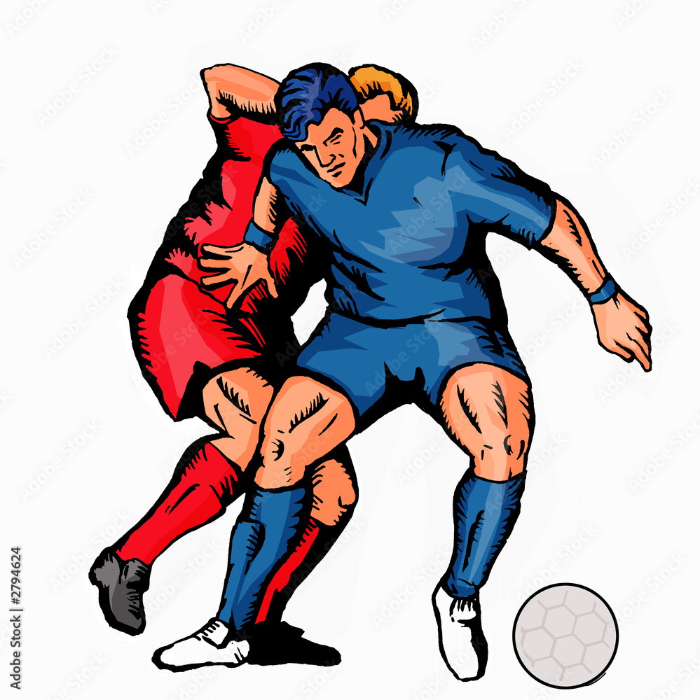 soccer 2 players tackling ball
