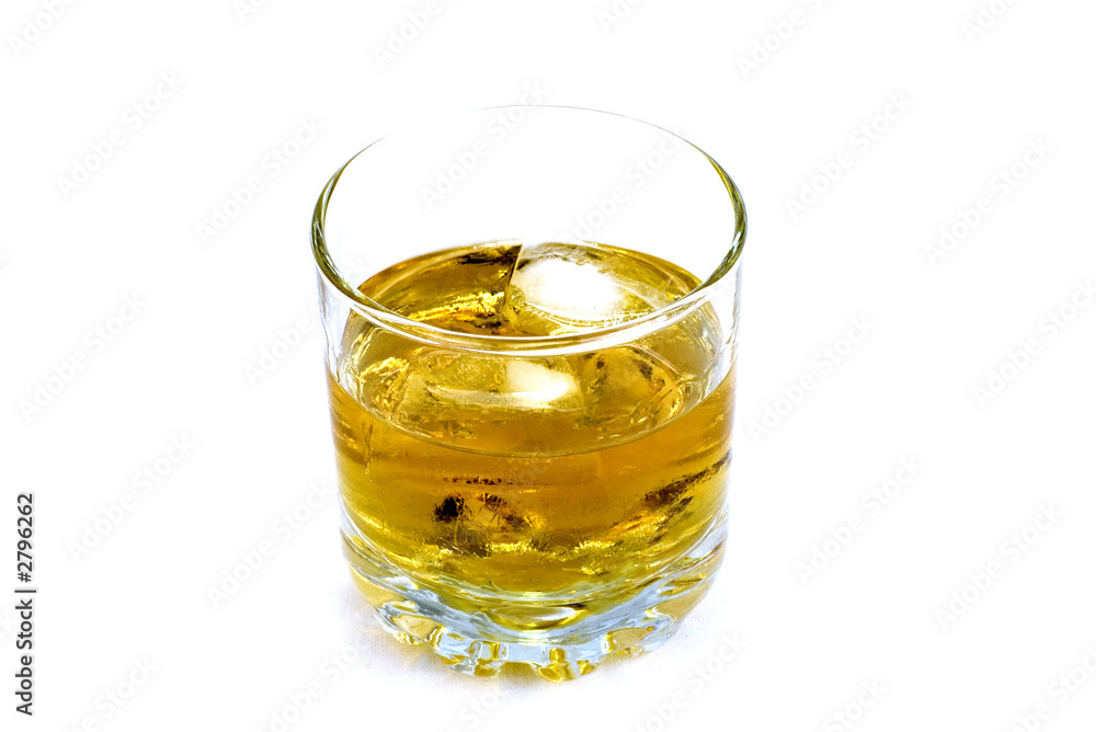 whiskey in glass isolated