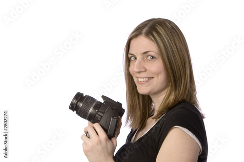pretty woman with camera