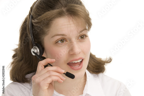 female operator speaking into headset