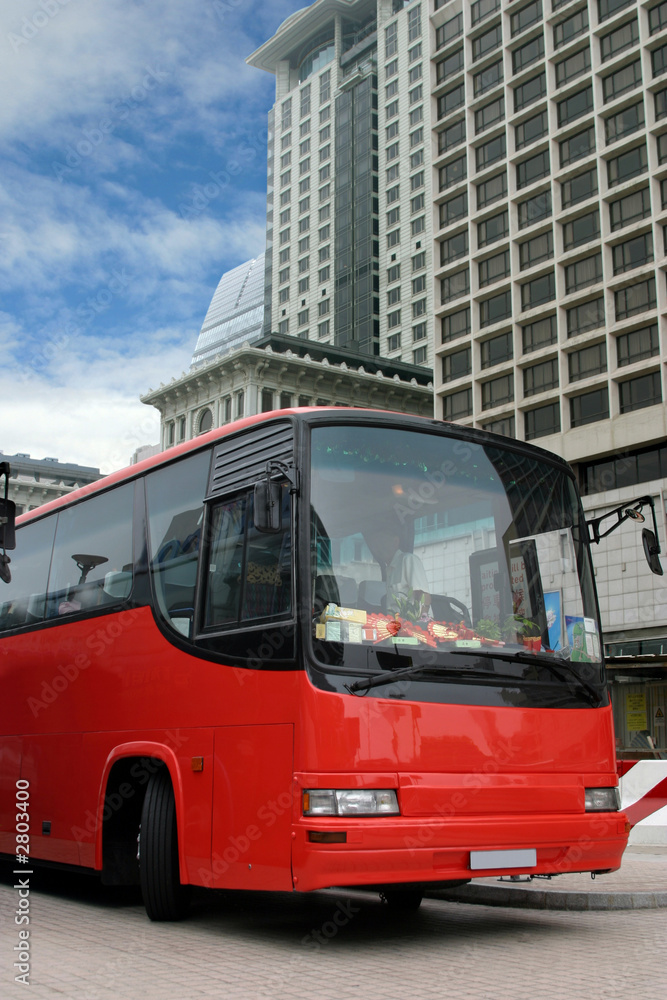 red tourist bus (with clipping paths)