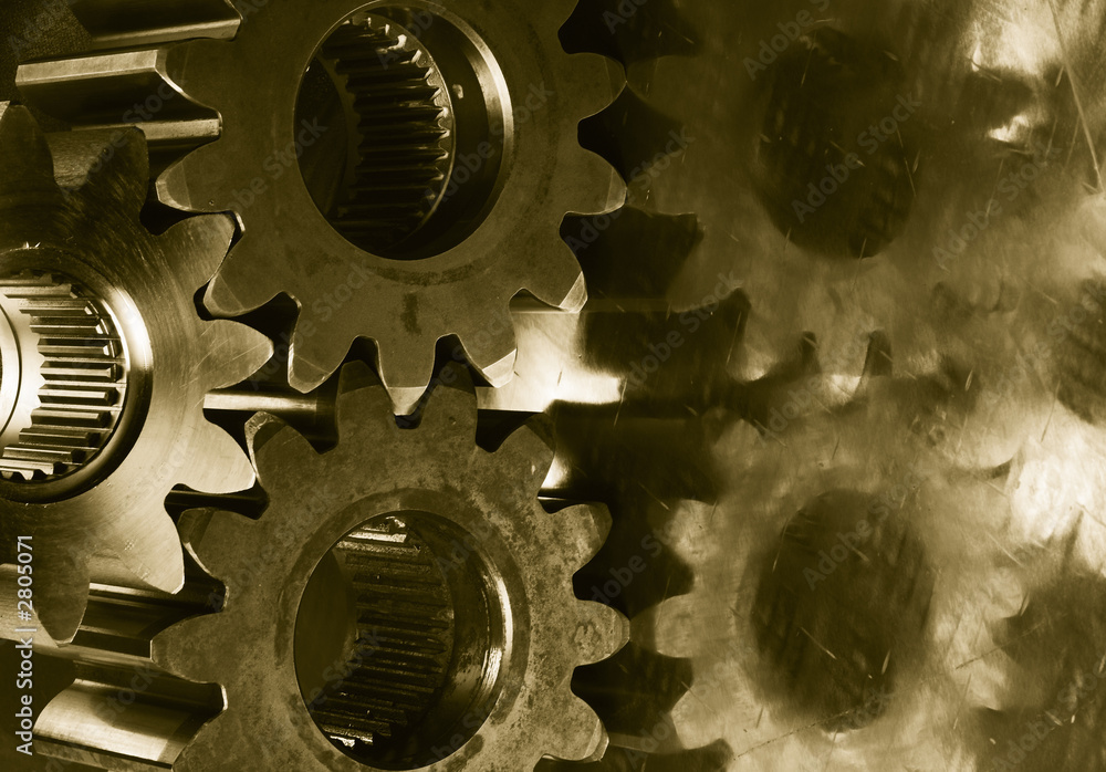 mechanical parts reflection in steel mechanical parts reflection in steel
