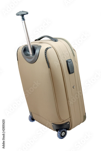beige travel suitcase - isolated