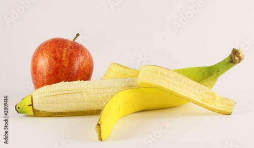 red gala and yellow banana
