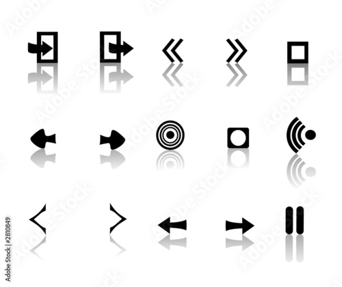 black and white reflective icons
