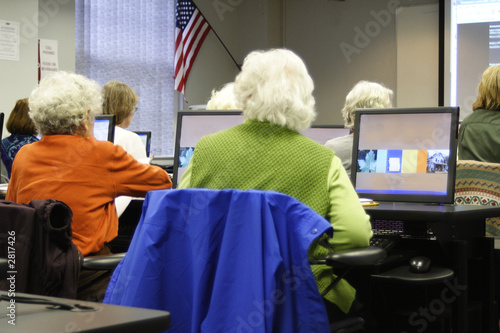 senior citizens in computer lab
