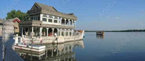 the pagoda imperial  boat on the lac, summer palace, beijing, ch