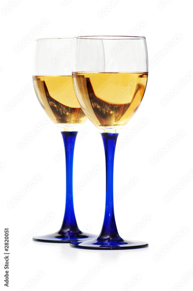 two wine glasses isolated on the white