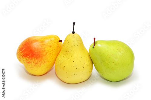 three pears isolated on the white background