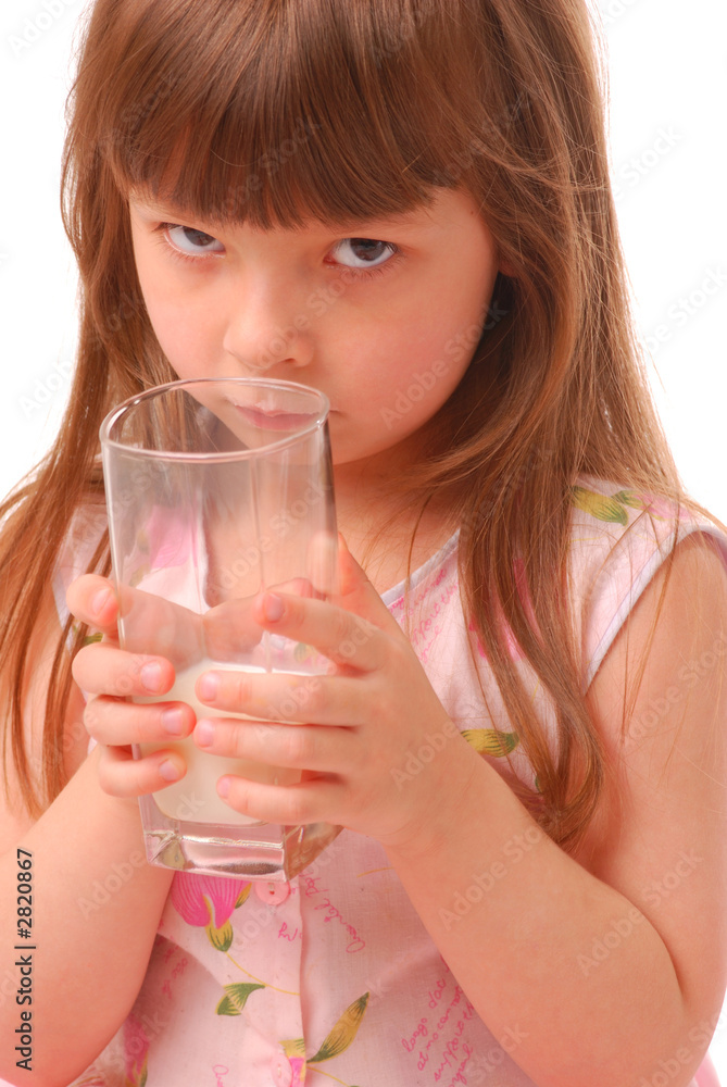girl with milk-moustache holding glass of milk girl with milk-moustache holding glass of milk