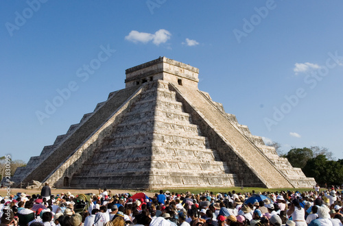 piramides at chichen itza, the mayan ruin. equinox