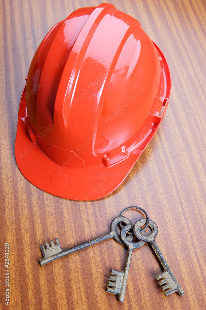 work helmet and keys work helmet and keys
