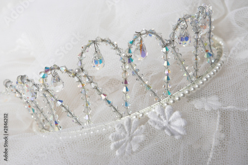 tiara and wedding veil