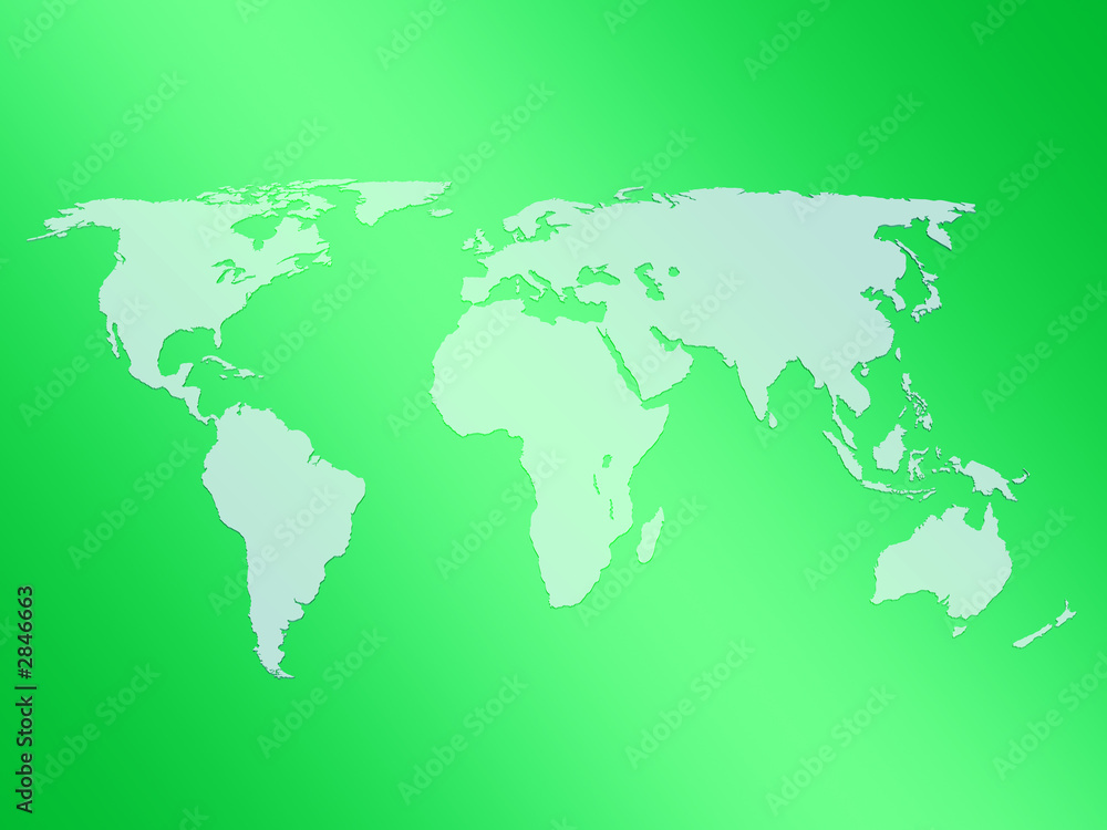 world map 3d green