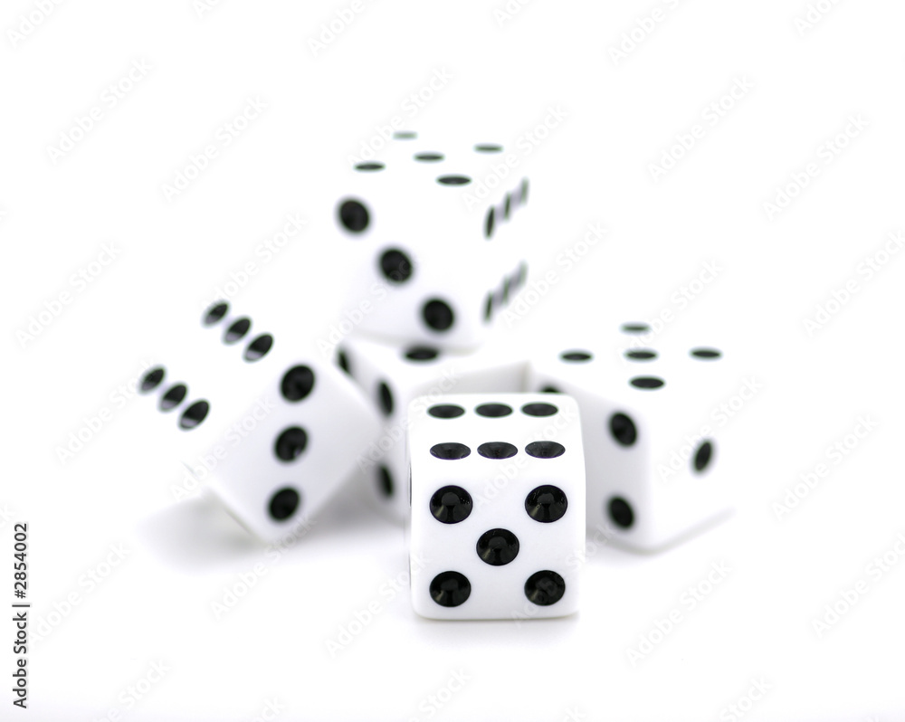 rolling dice on white background rolling dice on white background