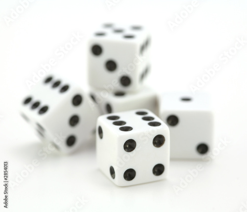 rolling dice on white background