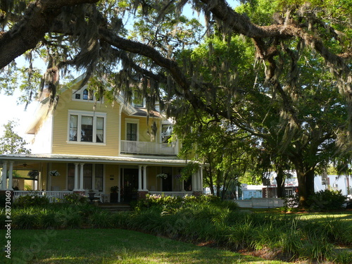 yellow house with live oak tree
