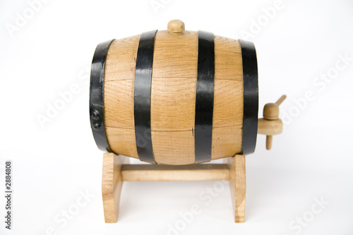 a small barrel with beer inside