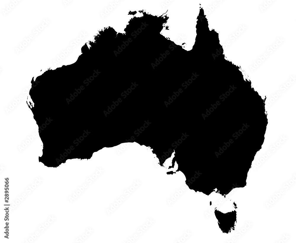 black and white map of australia