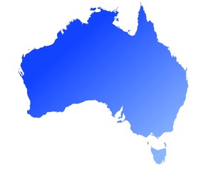 Fotobehang Australië Blauwe gradiëntkaart van Australië  © skvoor