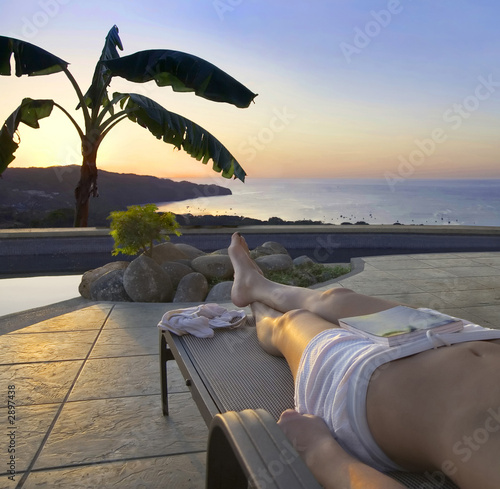 poolside sunset in the tropics