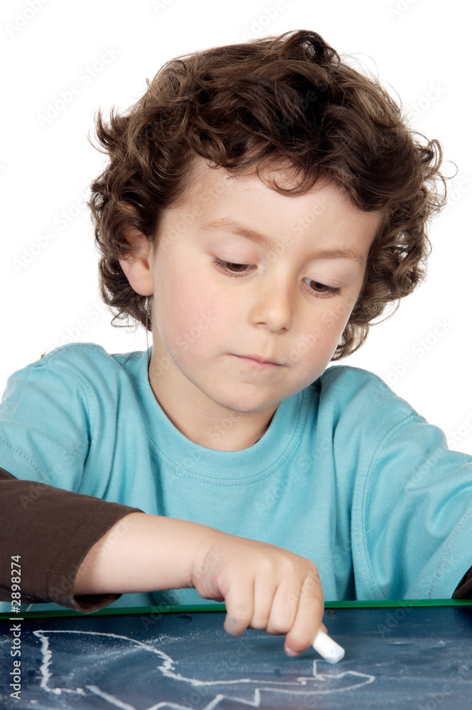 adorable boy studying