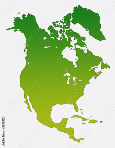 map of north and central america green
