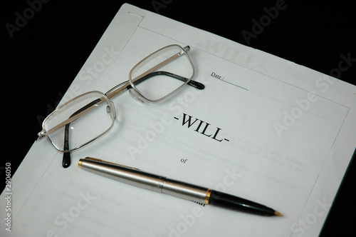 will, pen and glasses