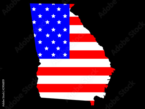 map of the state of georgia and american flag